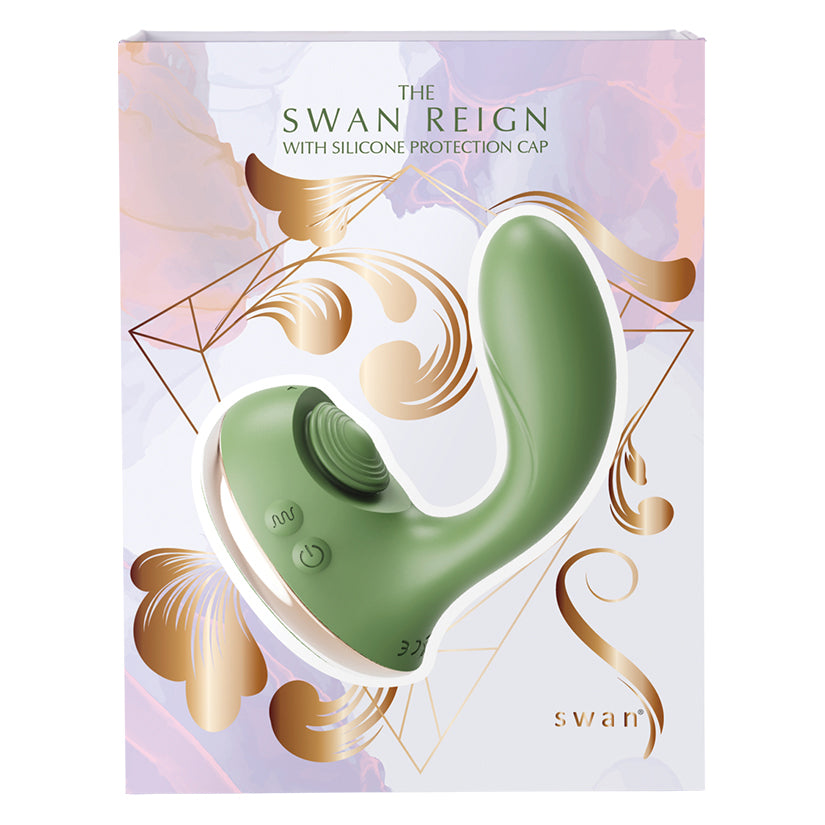 Swan Reign green dual-stim silicone vibrator