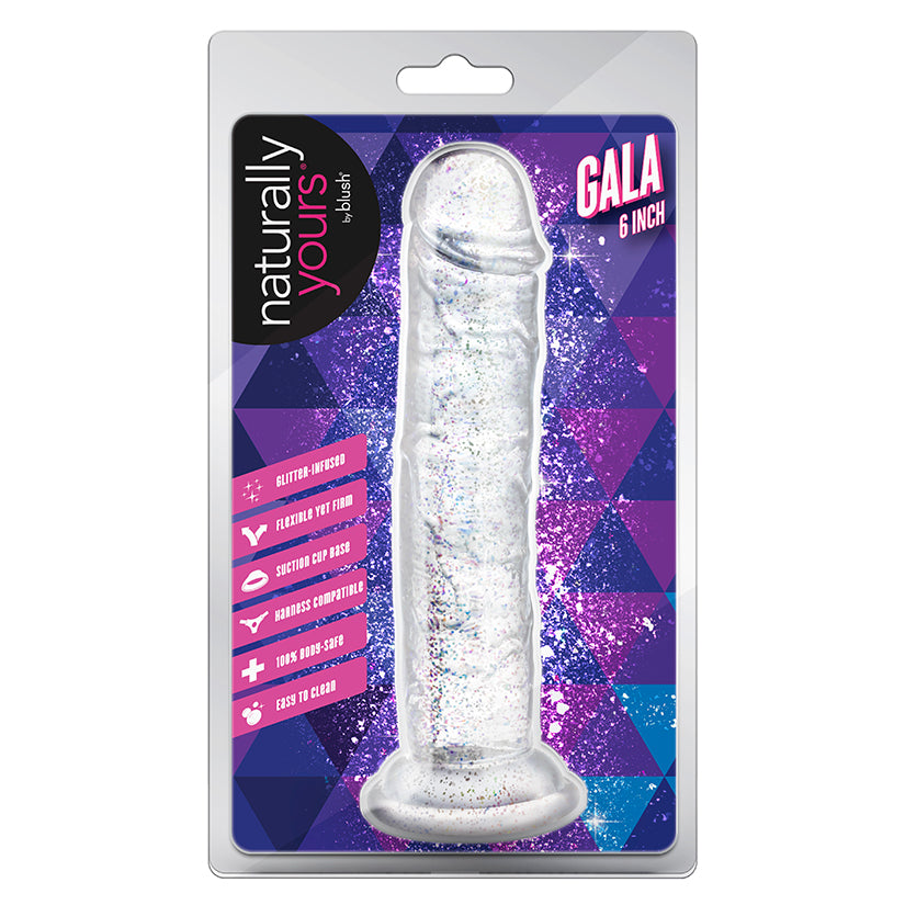 Au Naturel Gala – Sparkling Clear | Glitter-Infused Realistic Dildo with Suction Base (6″)