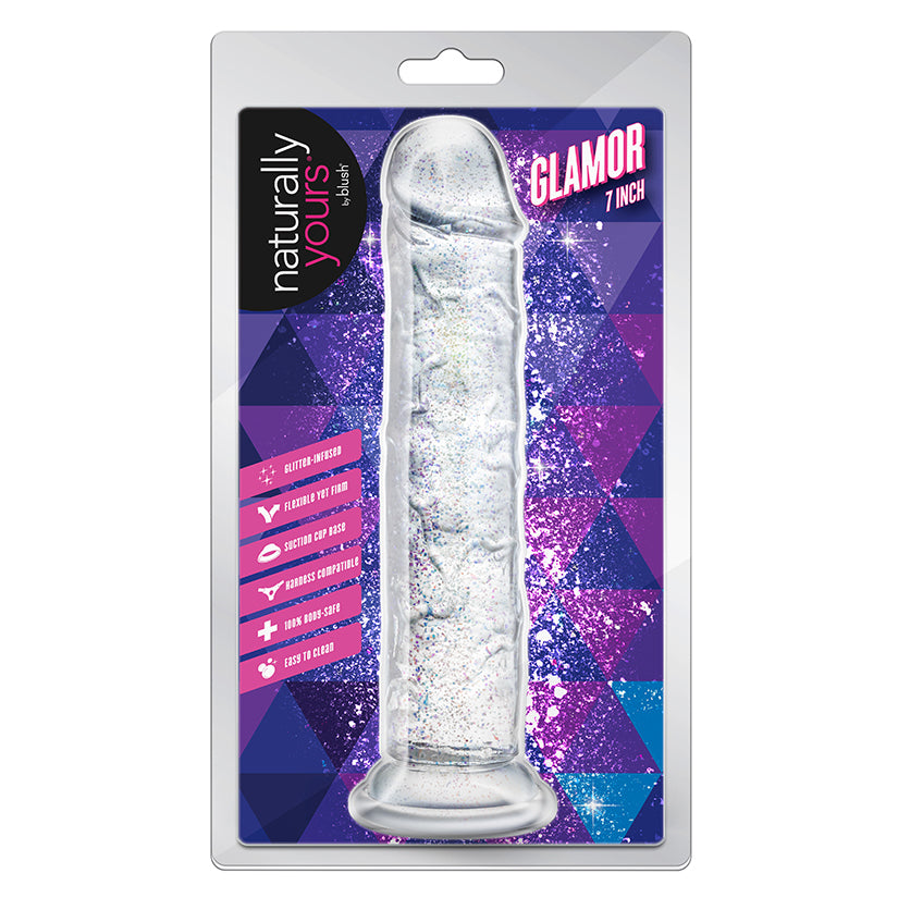 Au Naturel Glamor – Sparkling Clear | 7″ Glitter-Infused Realistic Dildo with Suction Base