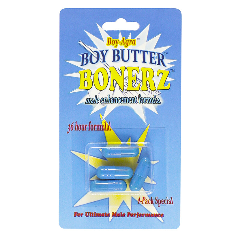 Boy Butter Bonerz Boy Agra 4 pack male performance herbal capsules, discreet vitality support