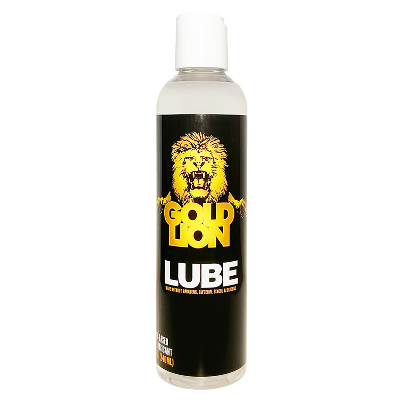 Gold Lion Lubricant 8oz bottle, premium body-safe long-lasting intimate glide
