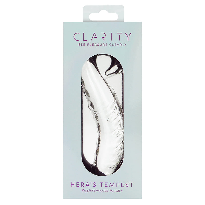 Clarity Glass Dildo Heras Tempest textured glass stimulation toy
