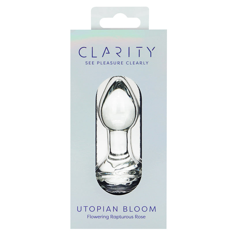 Clarity Glass Dildo Utopian Bloom curved glass pleasure wand