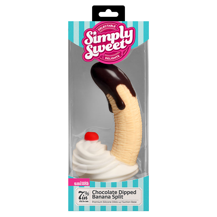 Simply Sweet chocolate dipped banana split silicone dildo with suction base