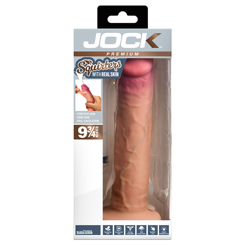 Jock Real Skin ejaculating silicone dildo with balls 9.75 inch