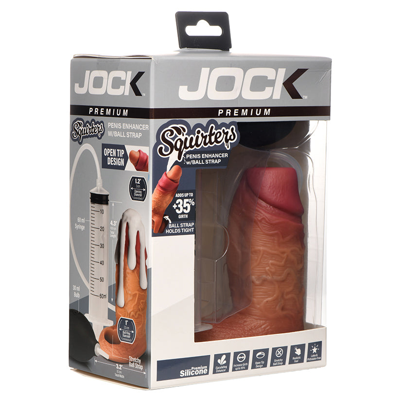 Jock Enhancers squirting silicone penis sleeve Med with ball strap
