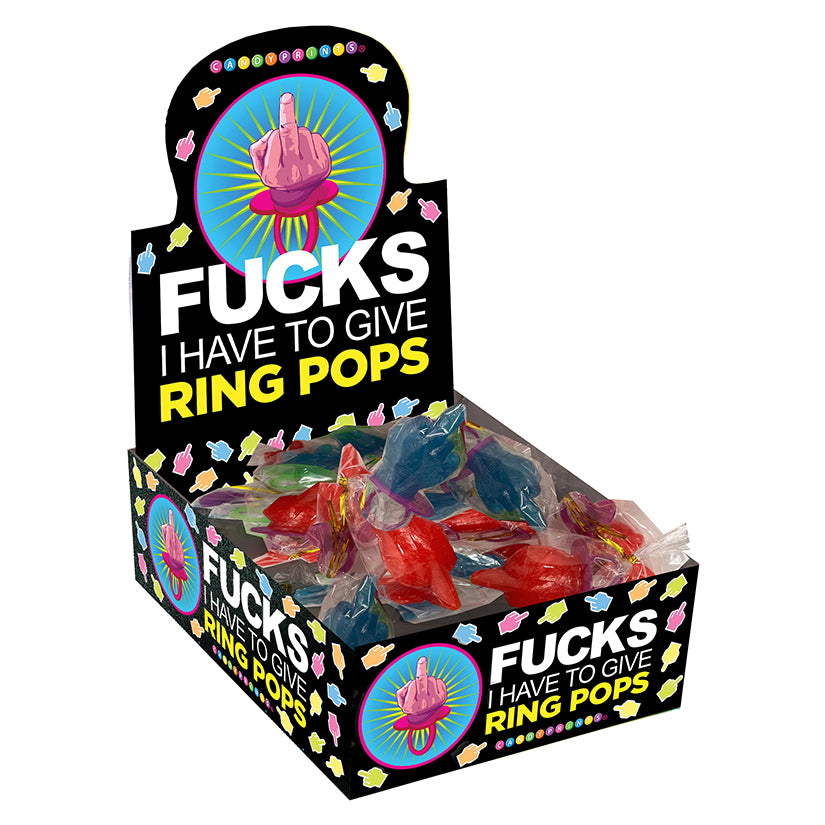 Fucks I Have to Give Ring Pops Display of 30, funny adult novelty candy ring pops