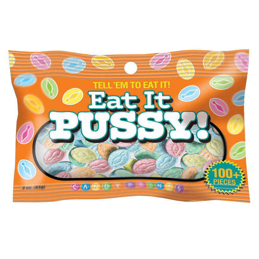 Eat It Pussy tart vagina-shaped candy 3 oz bag by Little Genie