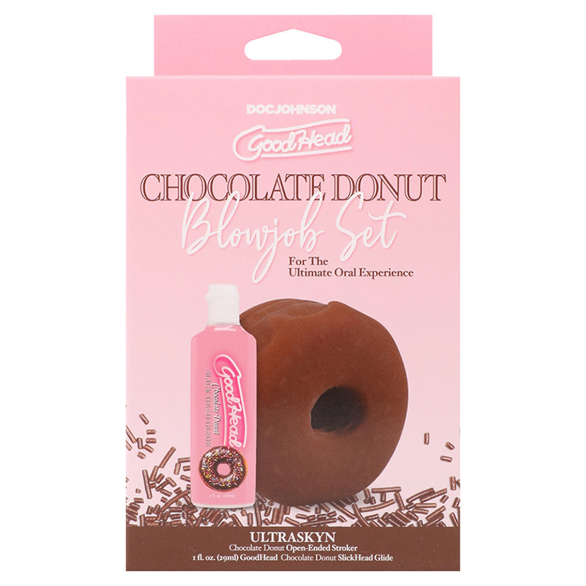 GoodHead Chocolate Donut Blowjob Set, flavored oral pleasure enhancement kit with chocolate donut theme