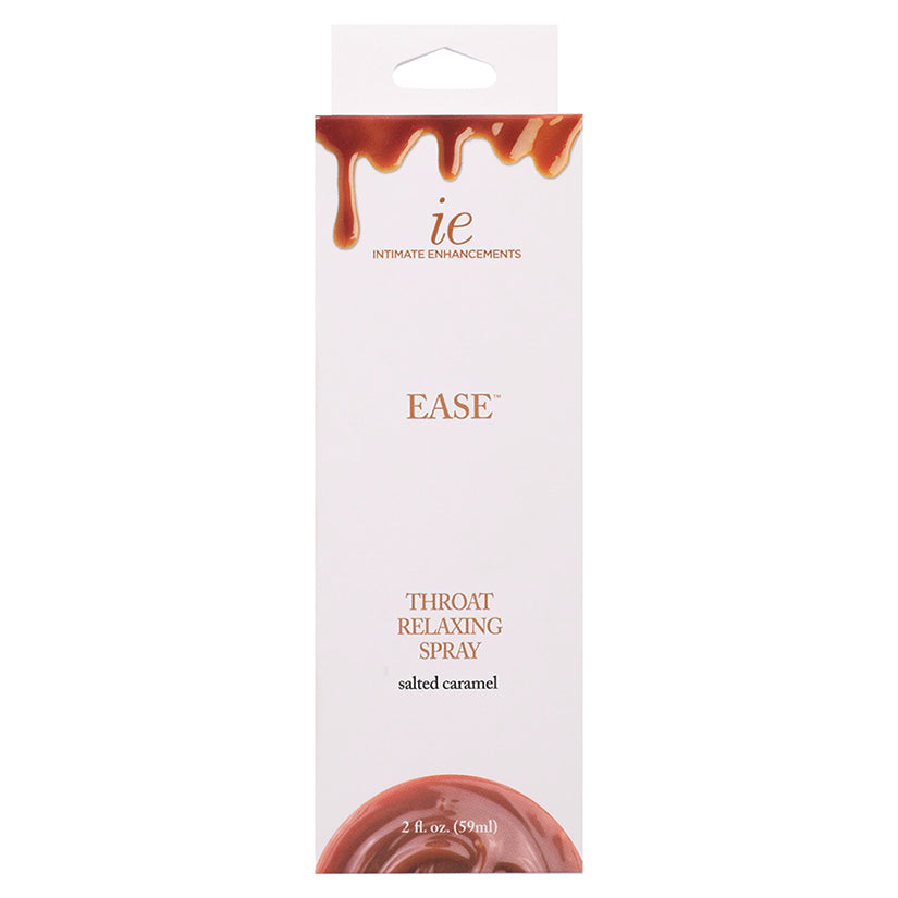 Intimate Enhancements Ease Throat Relaxing Spray Salted Caramel 2oz bottle, flavored oral relaxing spray