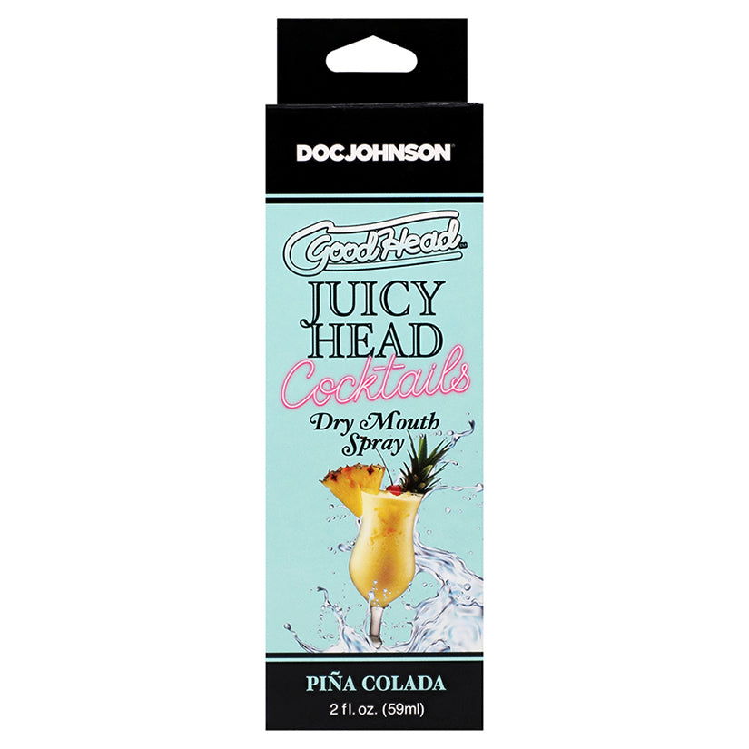 GoodHead Juicy Head Cocktails Piña Colada Dry Mouth Spray 2oz with fun tropical packaging for kissable breath enhancement.