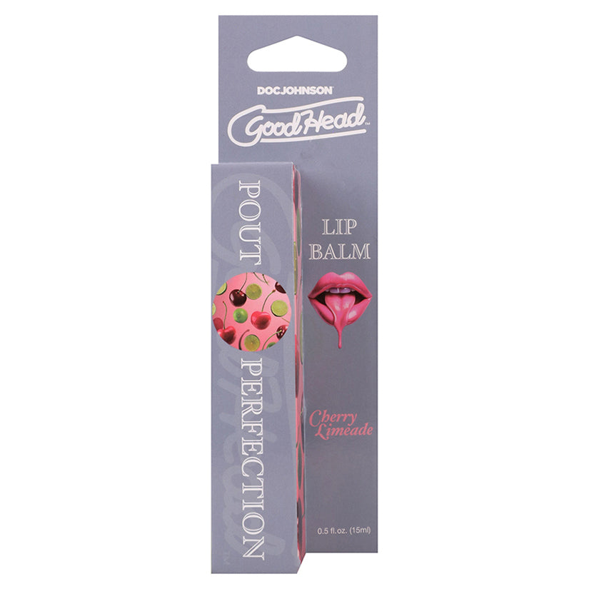 GoodHead Pout Perfection Lip Balm in Cherry Limeade flavor, attractive tube packaging designed for sensual and flavorful lip care.