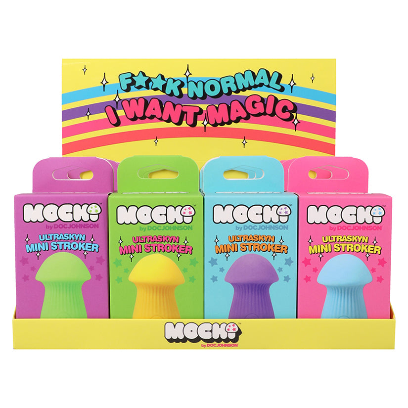 Mochi ULTRASKYN Mini Stroker retail display of 12, compact realistic male masturbators