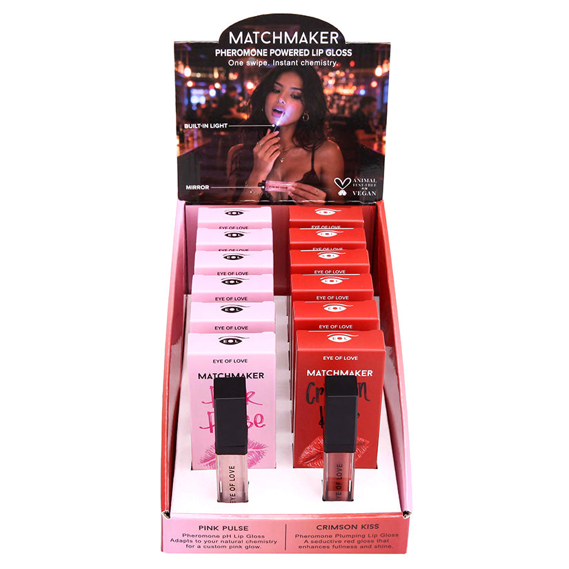 Eye of Love Matchmaker pheromone lip product display of 12
