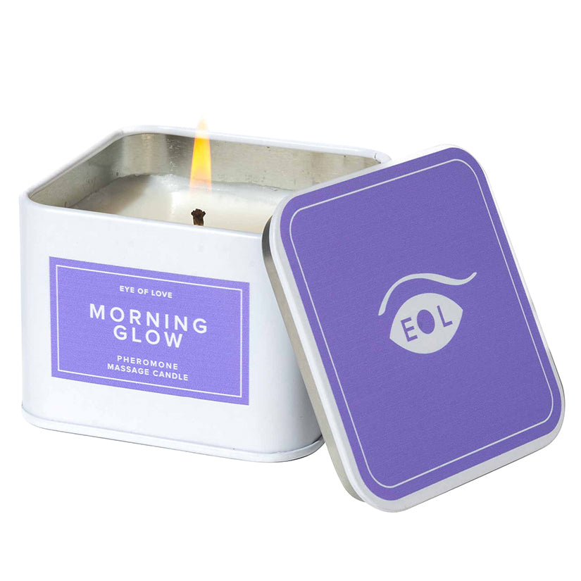 Eye of Love Pheromone Massage Candle – Morning Glow 6oz Soy Candle & Warm Massage Oil for Desire & Energy