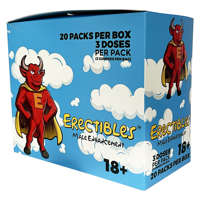 Erectibles Male Enhancement Gummies retail display of 20, herbal male vitality support
