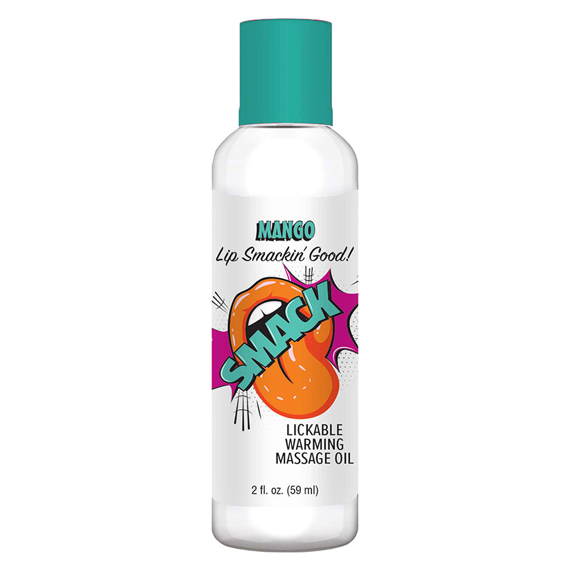 Smack Lickable Massage Oil Mango 2oz bottle, edible tropical flavored massage oil