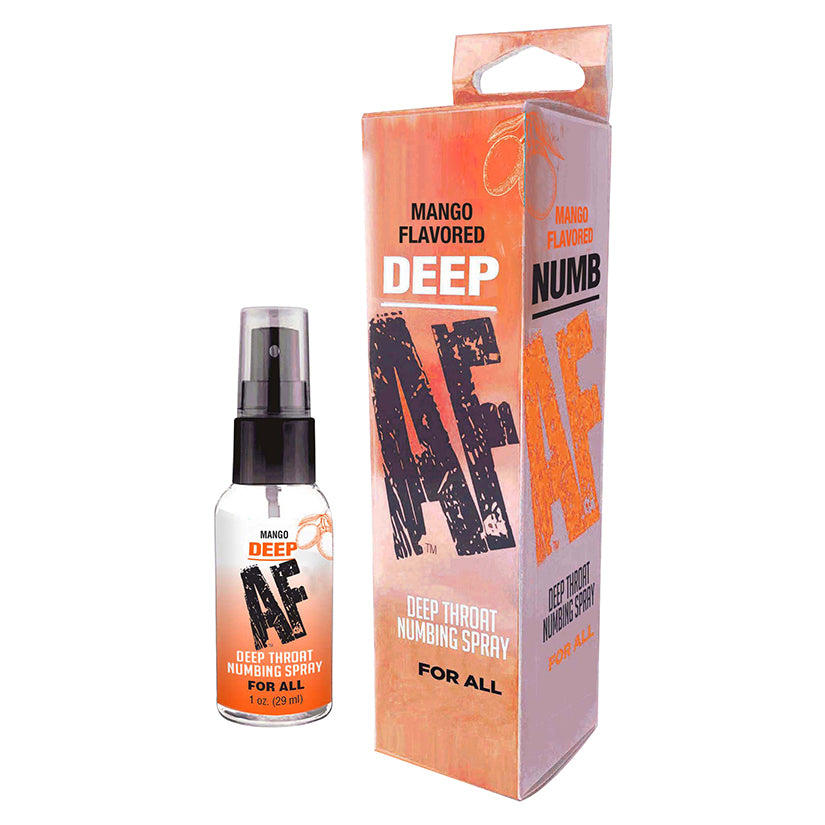 Deep AF Mango Deep Throat Spray 1oz bottle, flavored oral pleasure enhancer