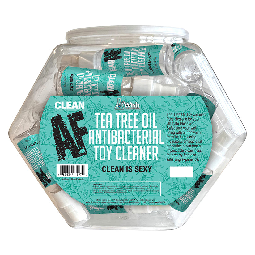 Clean AF Toy Cleaner 1oz single-use packets in bulk bowl of 24, body-safe sex toy disinfectant