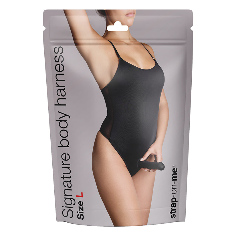 Black Strap-On-Me Signature Body Harness lingerie strap-on bodysuit size L