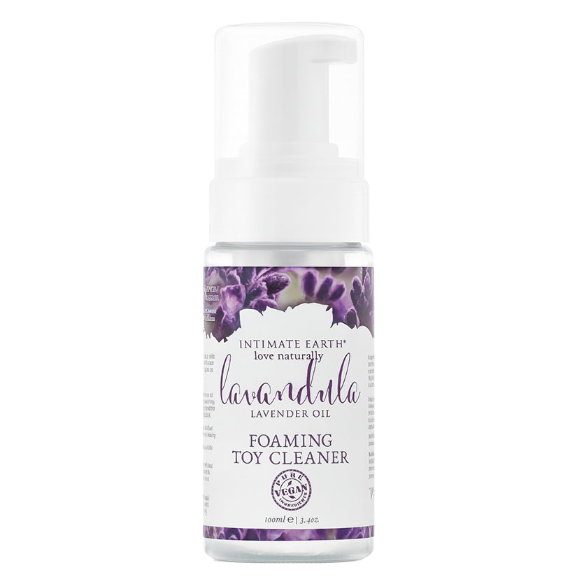 Intimate Earth Lavandula Foaming Toy Cleaner 3.4oz lavender oil vegan body-safe sex toy cleaner bottle