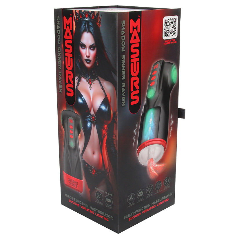 Masturs Raven Shadow Sinner Multi Function Masturbator, dark fantasy themed realistic male stroker