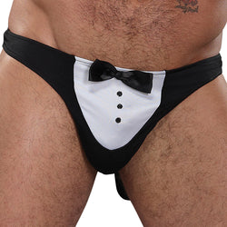 Male Power Novelty MaÃ®tre D' Thong-Black One Size-Boxed