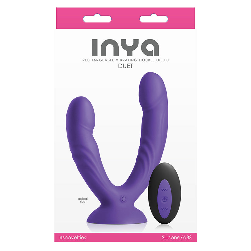 Inya Duet purple dual action silicone rabbit vibrator with internal and external arms