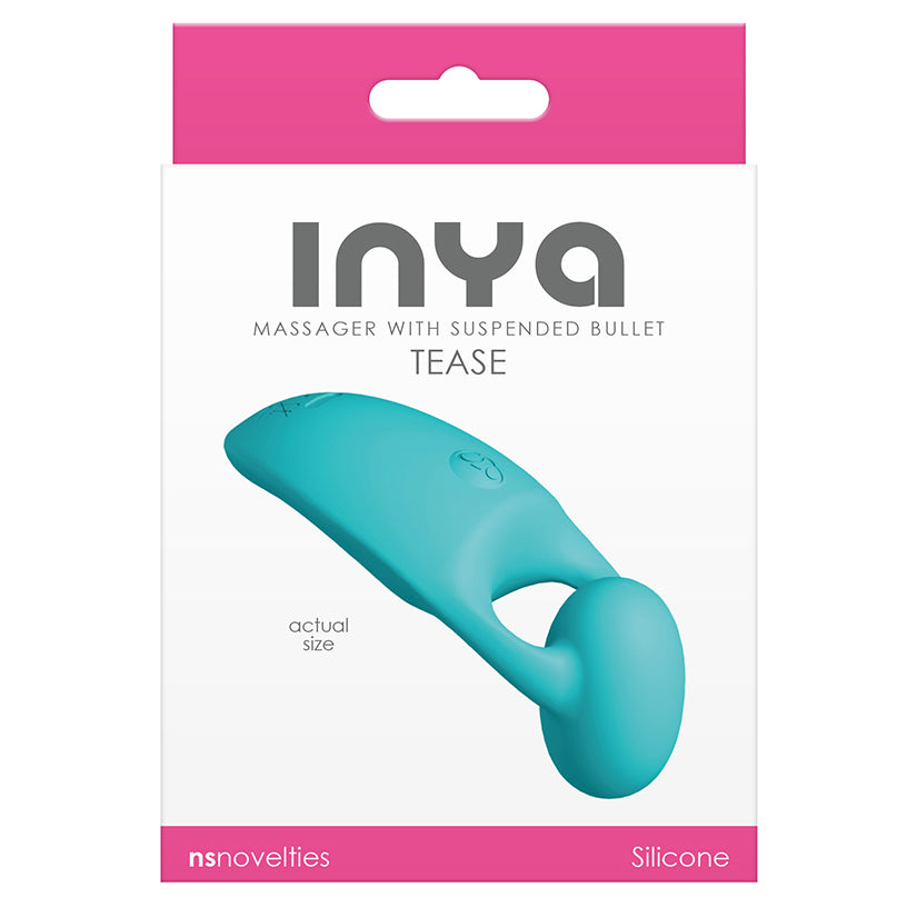 Inya Tease teal curved silicone vibrator with ergonomic precision design