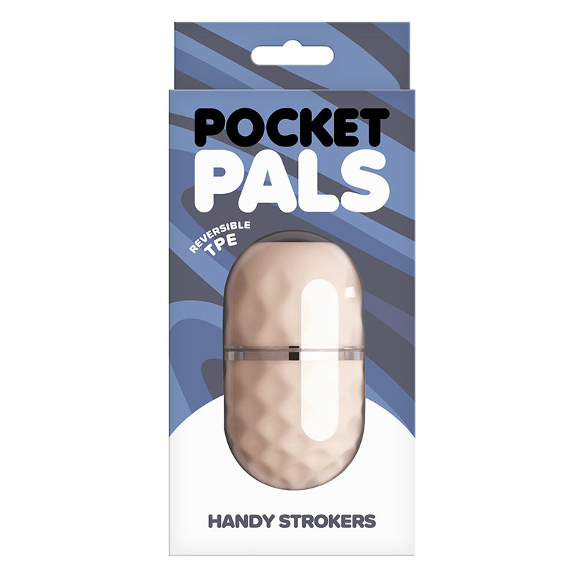 Pocket Pals reversible TPE handy stroker in compact capsule case with textured internal canal