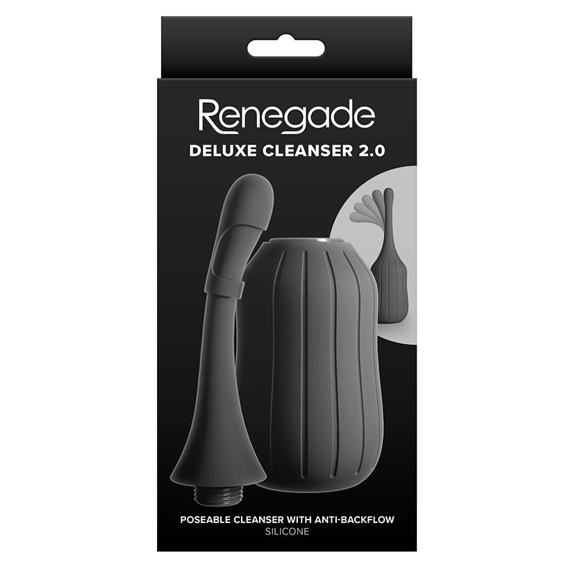 Renegade Deluxe Cleanser 2.0 silicone intimate cleansing bulb with poseable anti backflow nozzle in black