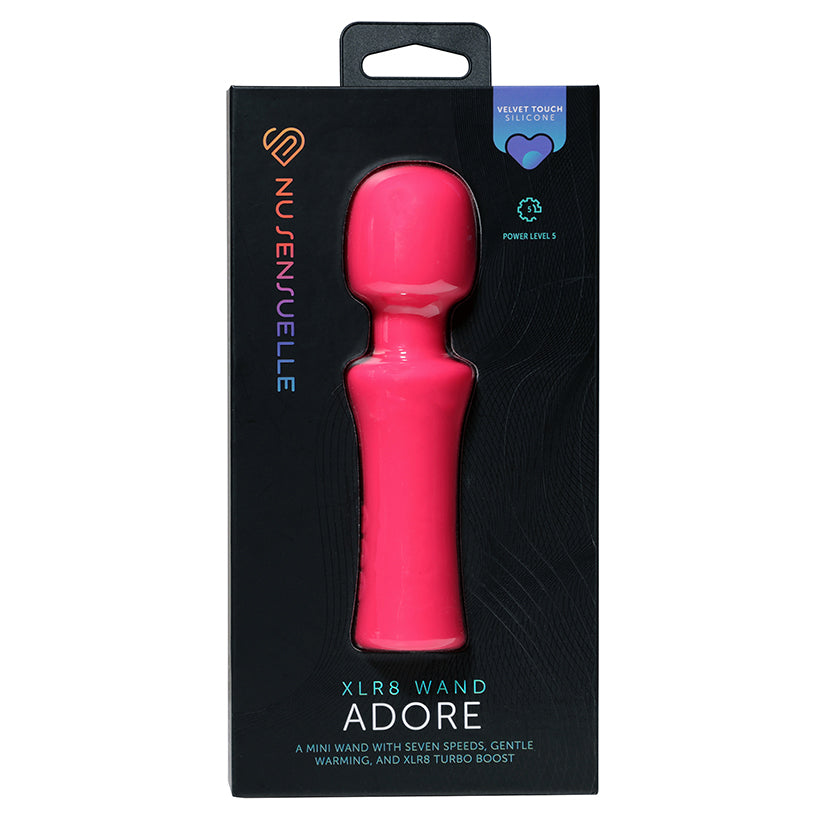 Sensuelle Adore XLR8 Wand Vibrator in Heat Hot Pink, powerful rechargeable wand massager with flexible head