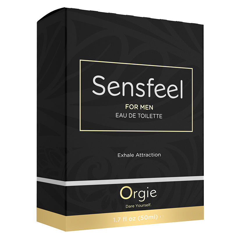 Orgie Sensefeel Pheromone Booster Perfume for Men, sleek bottle with pheromone formula