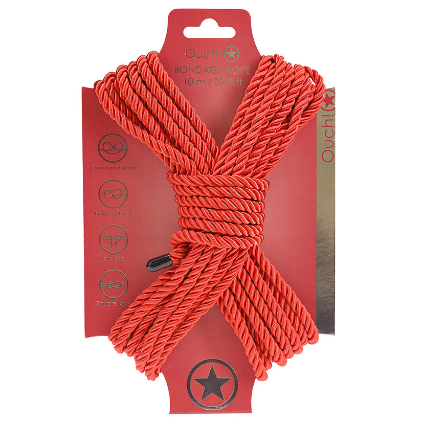 Ouch! Bondage Rope – 10M Red Soft Cotton Restraint Rope