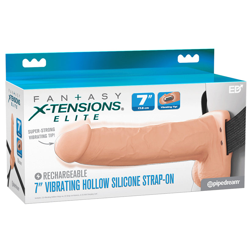 X Tensions Elite vibrating hollow strap on light 7 inch
