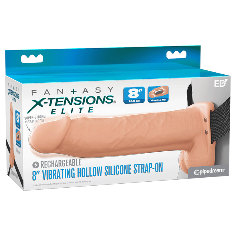 X Tensions Elite vibrating hollow strap on light 8 inch