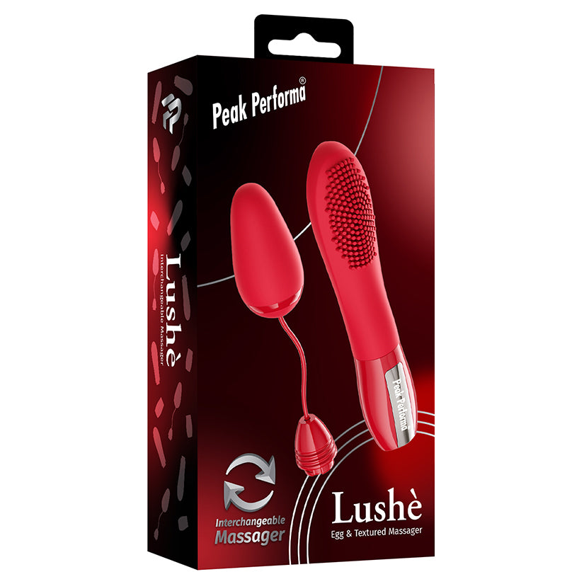 Peak Performa Lushe Red interchangeable egg and textured massager