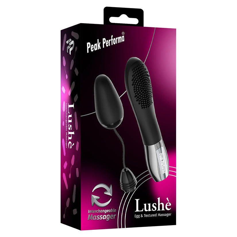 Peak Performa Lushe Black interchangeable egg and textured massager