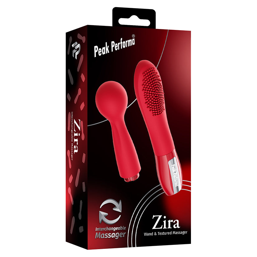 Peak Performa Zira Red interchangeable wand and textured massager