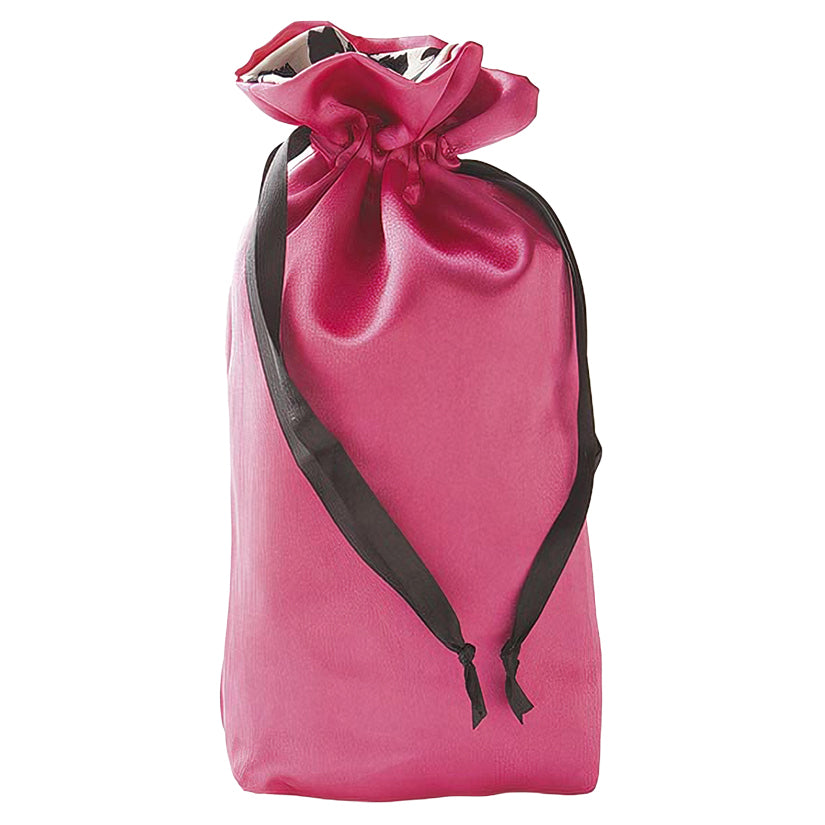 Sugar Sak X-Large Pink designer toy storage bag with satin fabric and drawstring closure for discreet adult toy organization