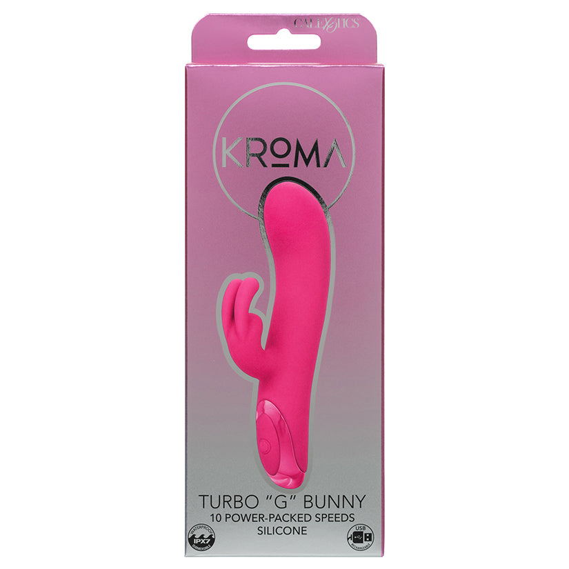 Kroma Turbo G Bunny rabbit vibrator with curved g-spot shaft and bunny ears clitoral stimulator, body-safe silicone rechargeable dual pleasure toy