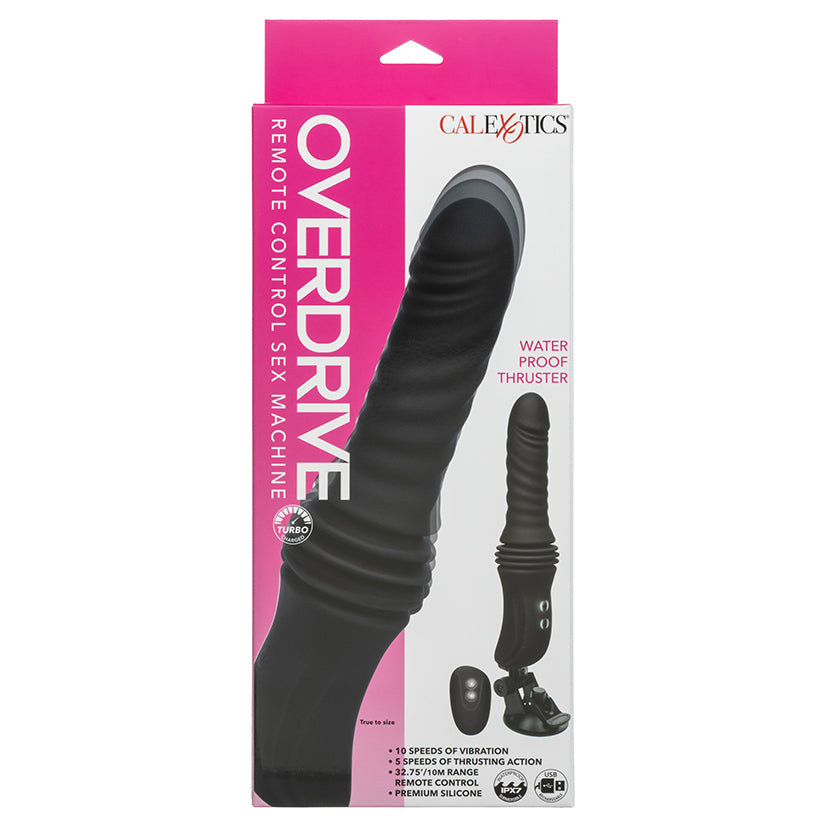 OverDrive Remote Control Sex Machine with powerful thrusting shaft, wireless remote and sturdy base, body-safe waterproof rechargeable hands-free thrust toy