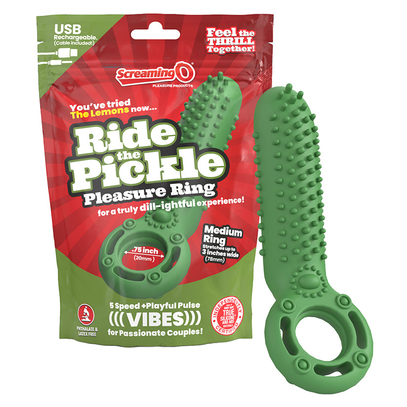 Screaming O Ride the Pickle green rechargeable vibrating pleasure ring