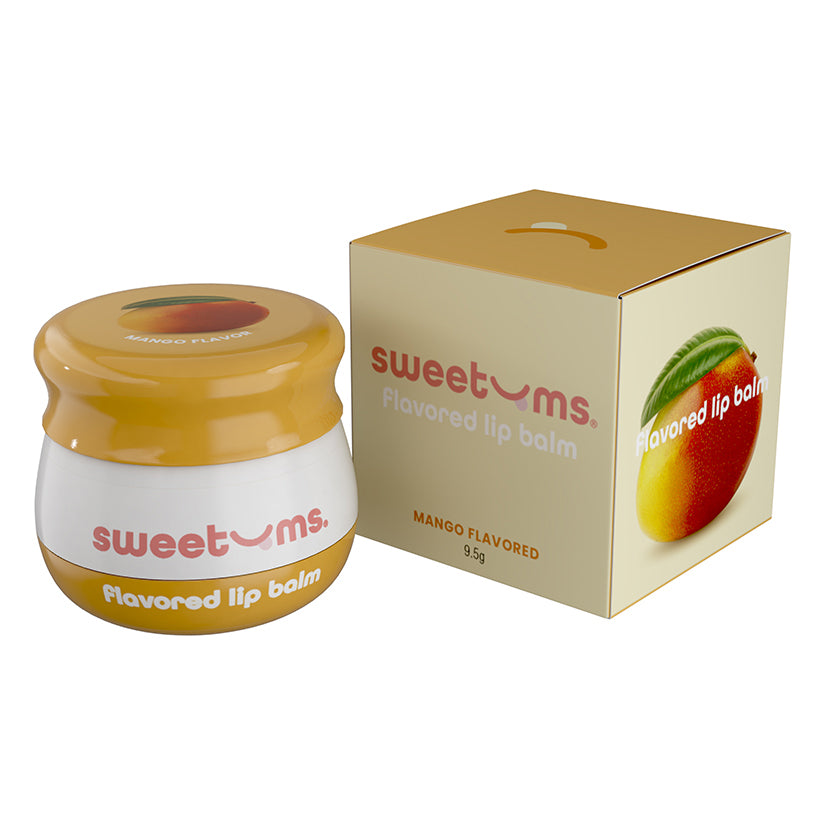 Sweetums Mango Flavored Lip Balm | Tropical, Vegan Hydration with Built-In Mirror