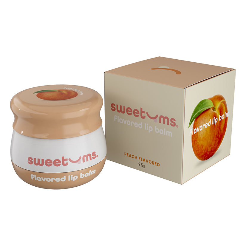 Sweetums Peach Flavored Lip Balm | Juicy, Vegan Hydration with Built-In Mirror