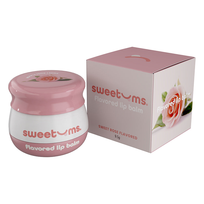 Sweetums Sweet Rose Flavored Lip Balm | Romantic, Vegan Lip Hydration with Mirror