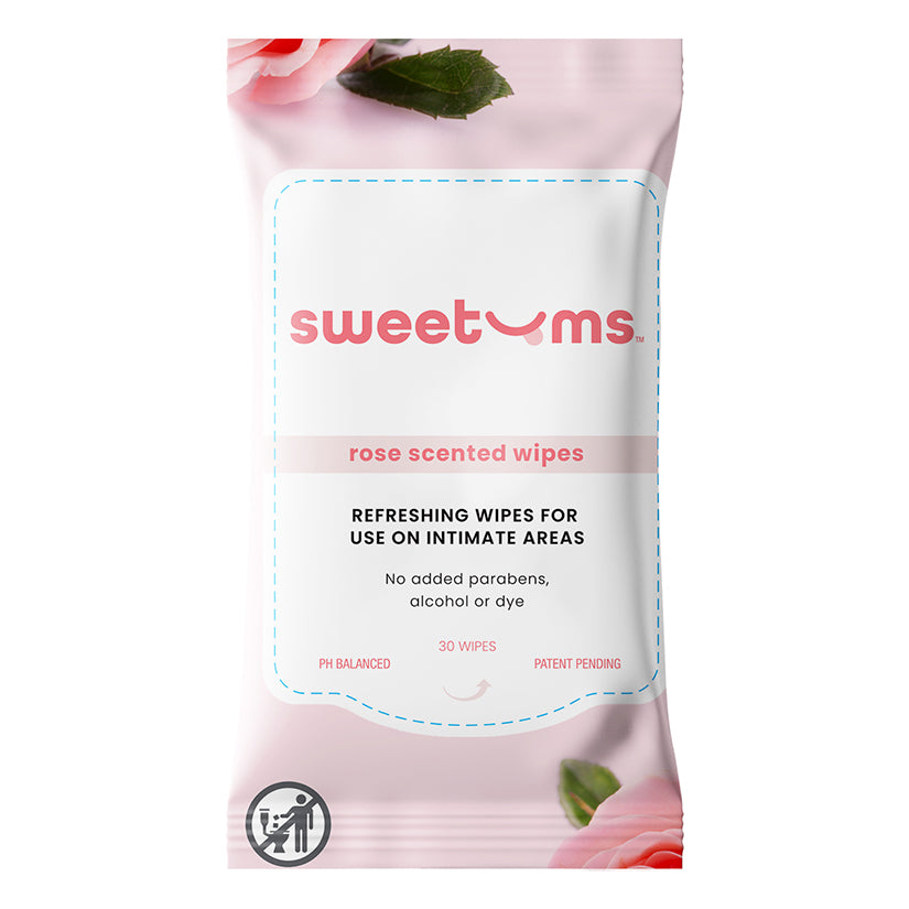 Sweetums Rose Flavored Intimate Wipes – 30‑Count Pack | Delicate, pH‑Balanced Floral Freshness