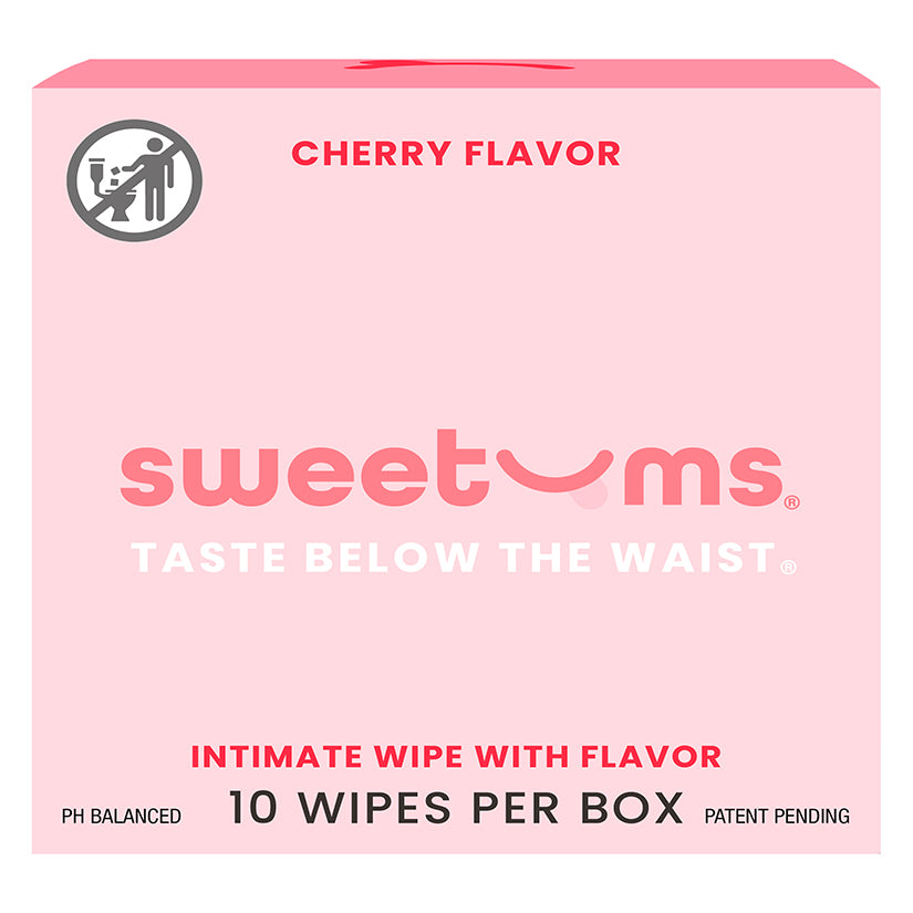 Sweetums Cherry Flavored Intimate Wipes – Box of 10 | Juicy & pH-Balanced Freshness