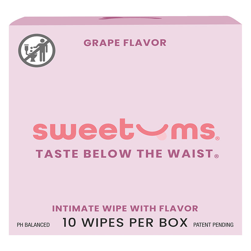 Sweetums Grape Flavored Intimate Wipes – Box of 10 | Sugary, pH‑Balanced Refresh