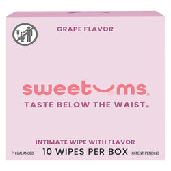 Sweetums Grape Flavored Intimate Wipes – Box of 10 | Sugary, pH‑Balanced Refresh